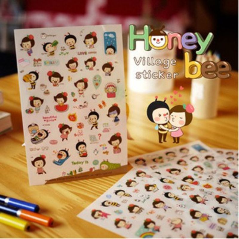 

Sticker kartun lucu Honey bee