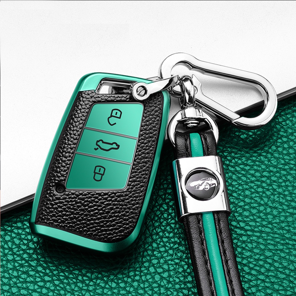 Casing Kunci Remote Mobil Bahan Kulit TPU Untuk VW Volkswagen Magotan Passat B8 Skoda Superb Kodiaq A7