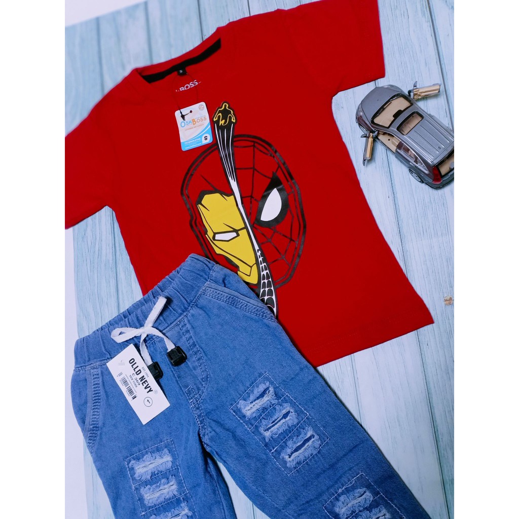COD BAJU STELAN ANAK LAKI LAKI KAOS ABADI DAN CELANA JEAN RIPPED USIA 1-10 TAHUN OSHBOSS BAGIAN 2-3