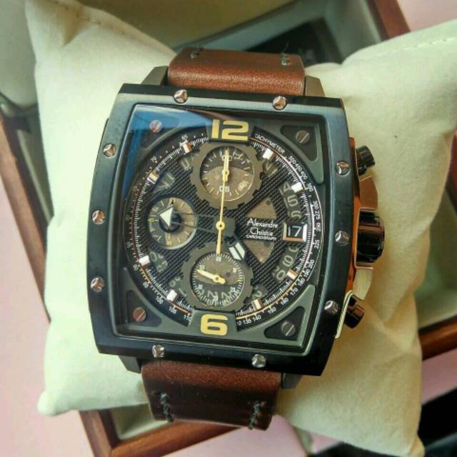 Alexandre Christie AC 6376 MC Leather Brown Black Original