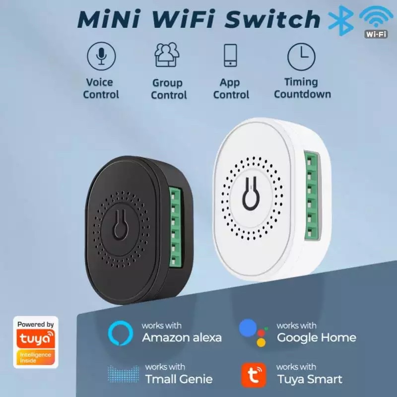 1Gang/2Gang Mini Wifi Smart Switch 2Way On-Off Breaker TMW02N-16A-W2 IOS Android