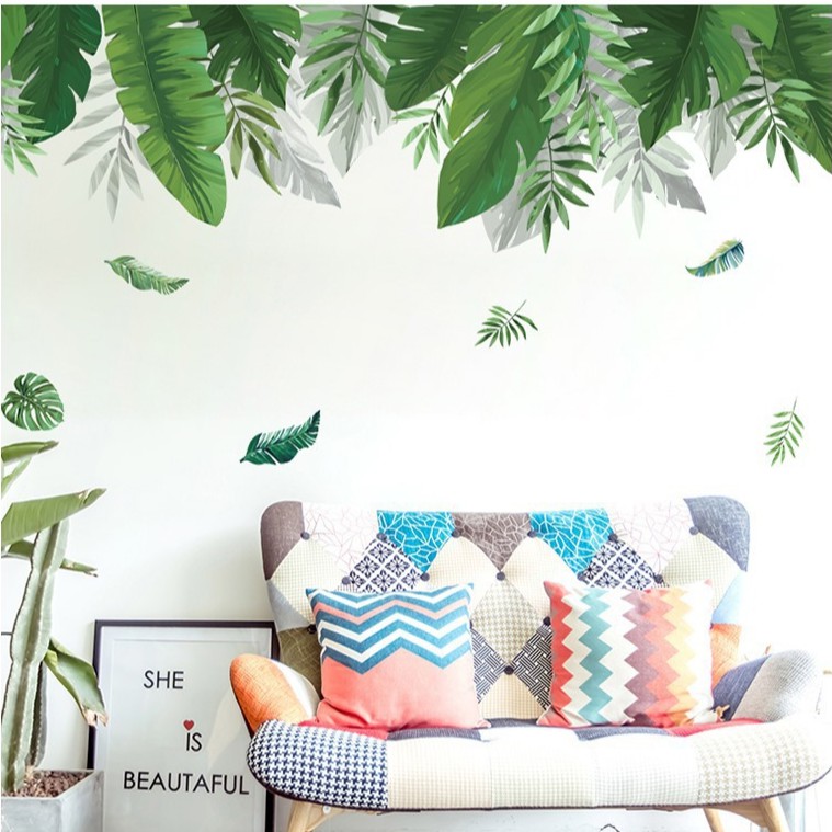 Reliza Wall Sticker Hanging Green Leaves Stiker Dinding XL8361