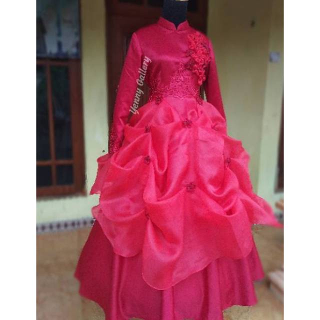 Gaun pesta organza cubit/long dress/gaun mewah/singer/baju penyanyi/dress singer/dress artis
