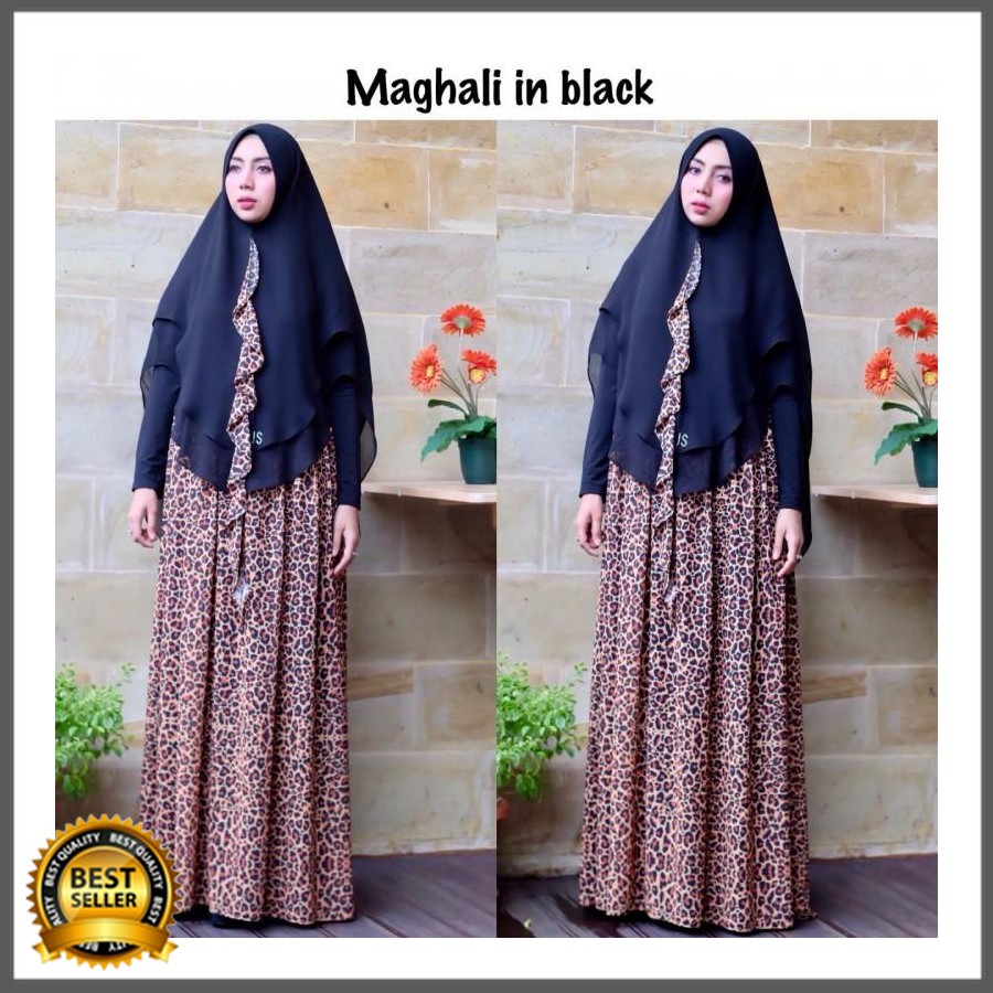MAGHALI IN BLACK GAMIS SYARI SET ORIGINAL JAWHARA SYARI