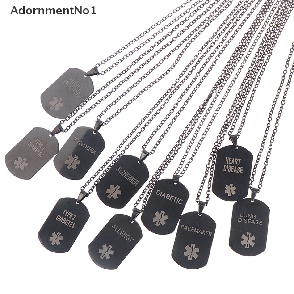 (AdornmentNo1) Kalung Rantai Dengan Liontin Tag Stainless Steel Motif Tulisan Diabete Untuk Pria / Wanita