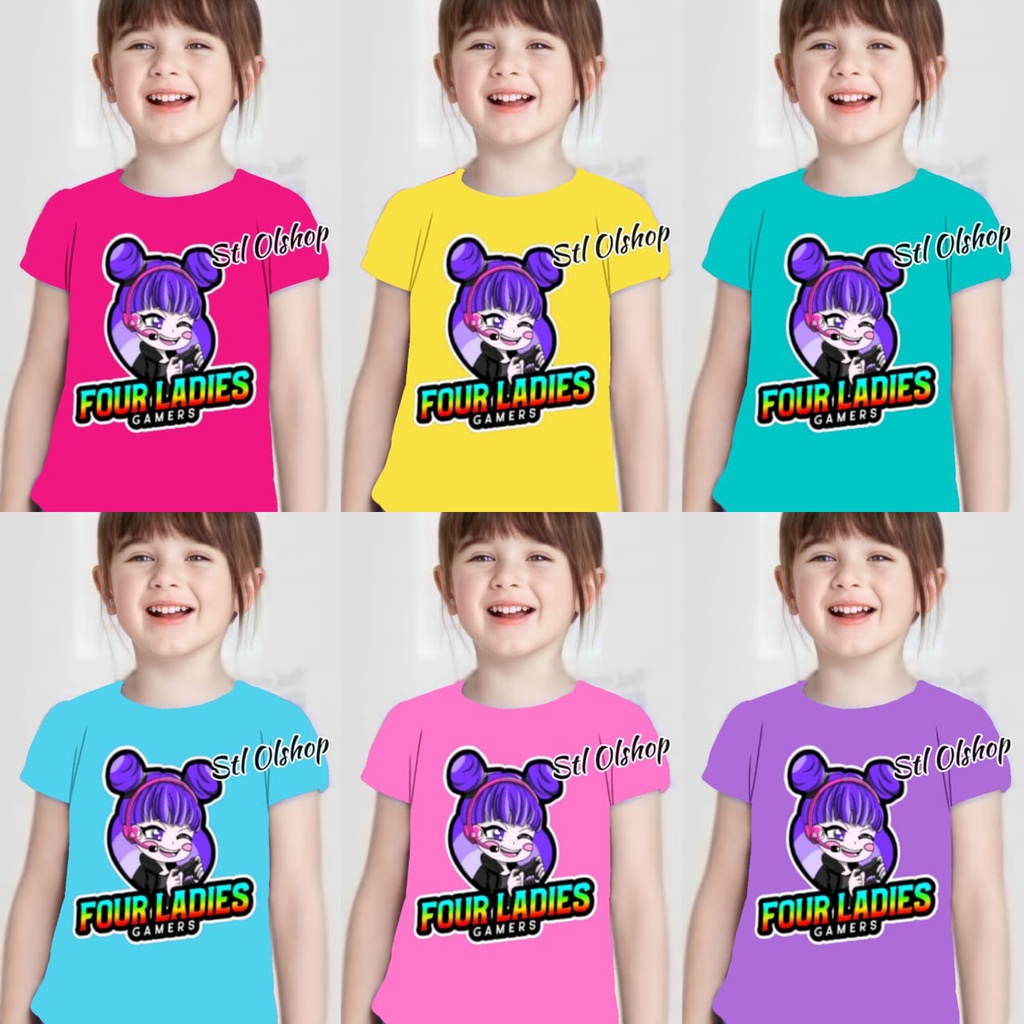 Kaos atasan gamer anak perempuan murah 1-10 Tahun