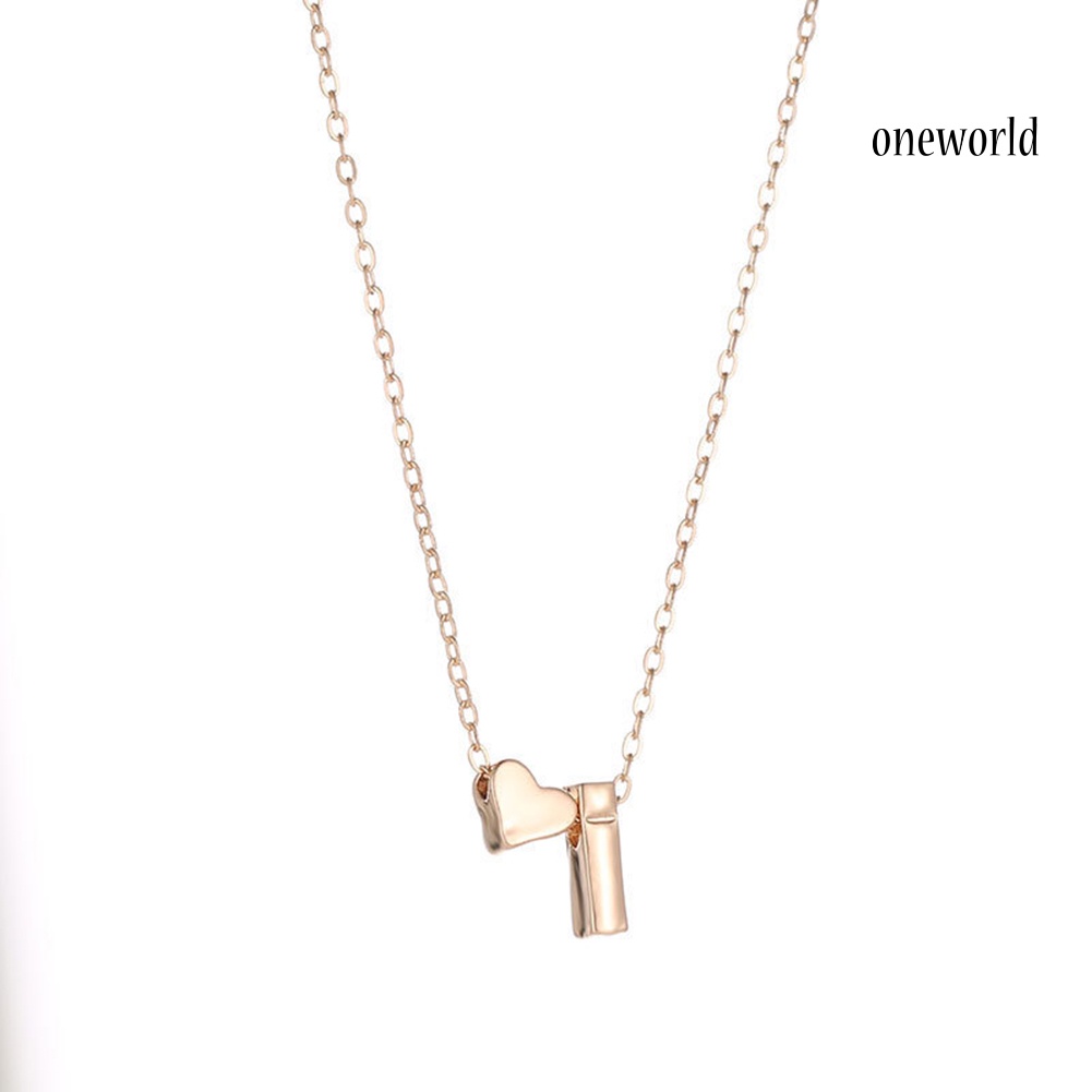 OW@ A-Z 26 Capital Letter Heart Pendant Fashion Women Chain Necklace Jewelry Gift