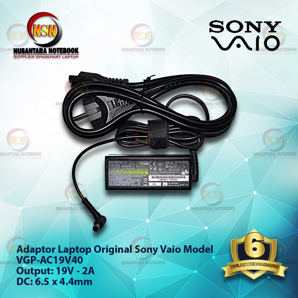 Adaptor Charger Laptop SONY 19.5V 2A Original AC19V40