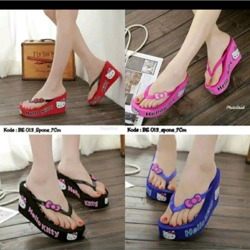 sandal wedges wanita model hello kitty new