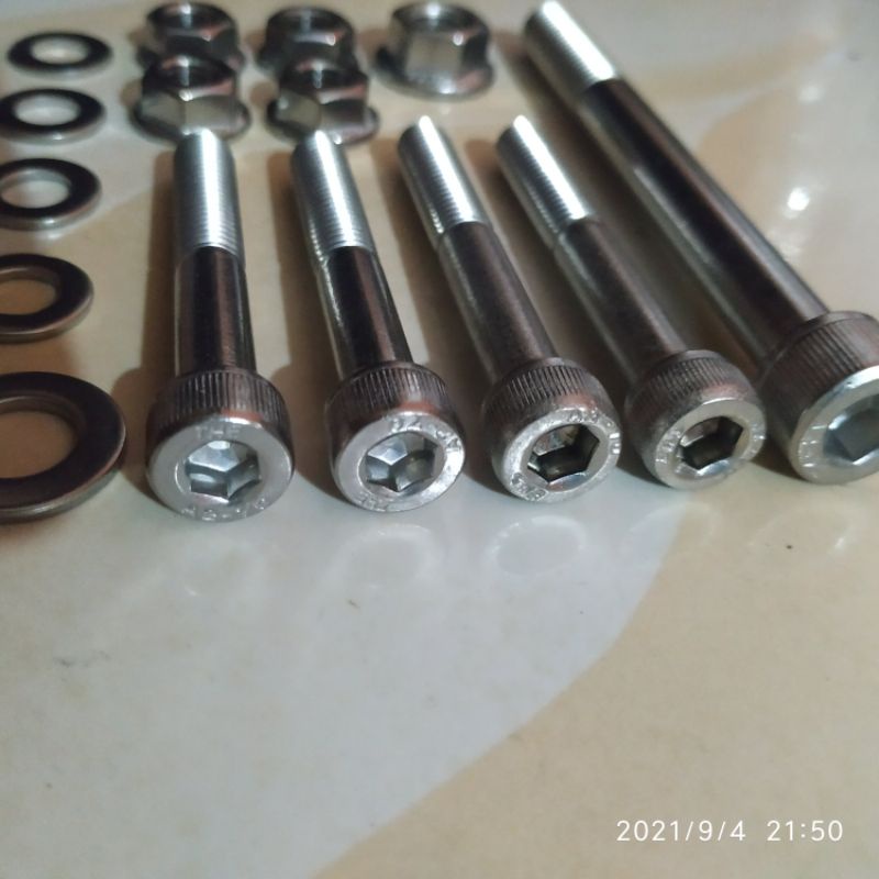 Baut Pangkon Mesin Depan Kawasaki Ninja Stainless Asli