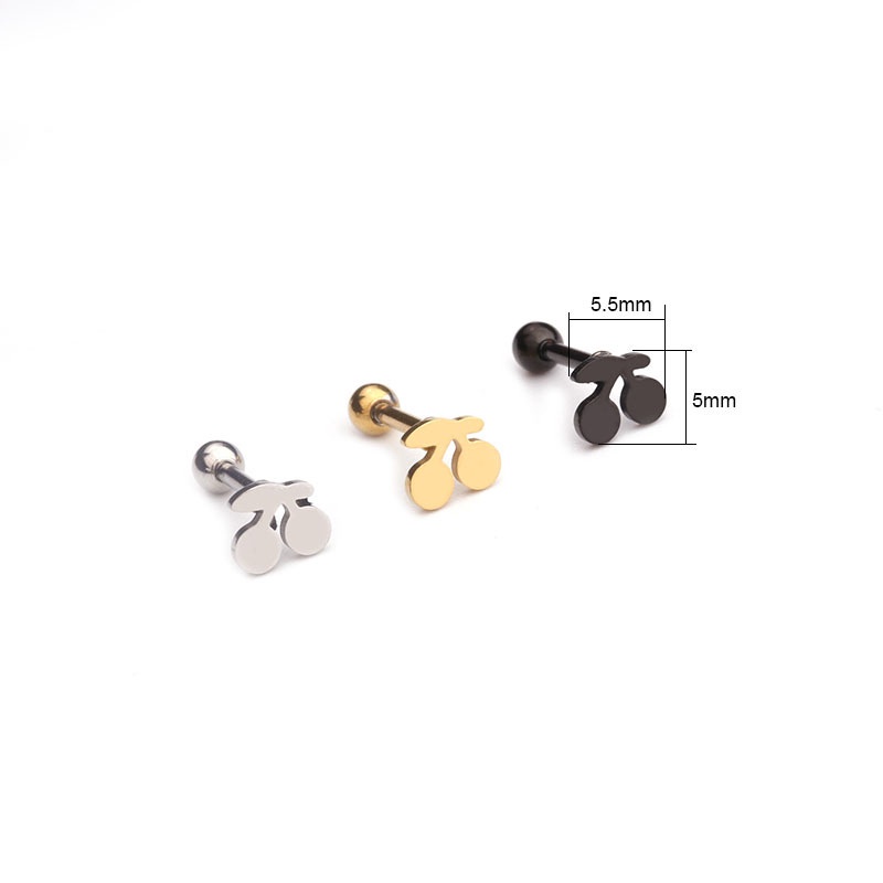 1Pc Star Cherry Cartilage Stainless Steel Ear Stud Crystal Zircon Earrings Piercing Jewelry