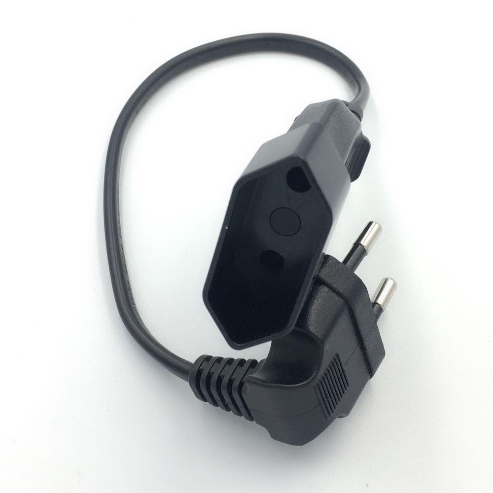 Agustina EU Power Adapter Cord PC 0.3M /0.6M Eropa Bulat 2Pin 90derajat Siku UPS PDU Kabel Ekstensi