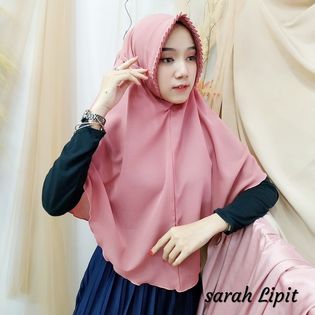 Jilbab khimar fatima lipit pet bahan diamond strech bbhui azkya made by fathila KCB