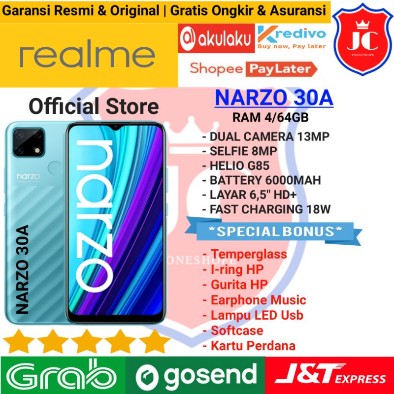 REALME NARZO 30A RAM 4GB 64GB GARANSI RESMI - BONUS