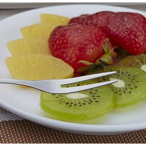 Stainless Steel Fruit Fork - Garpu Mini Dwisula Untuk Buah