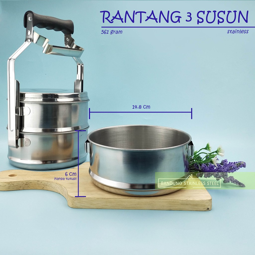 Rantang stainless 3 susun diameter 14cm/16cm