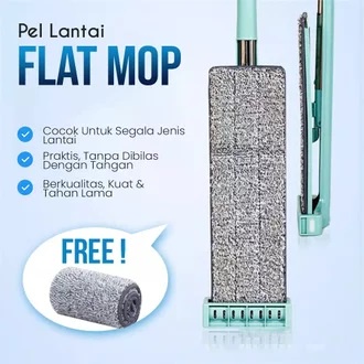 Alat Pel Lantai Standing Flat Mop Pengering Praktis Pel Microfiber / Alat Pel Microfiber Lantai 360 Derajat Standing Cooger Pengering Free Refill Original / Alat Pel Lantai Lipat Pengering Spin Mop Flat Multifungsi dan Praktis