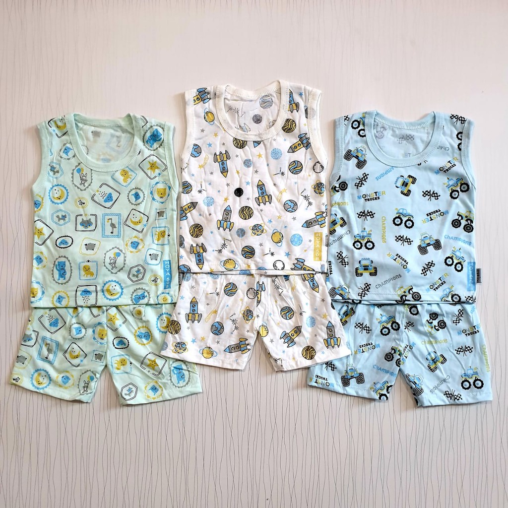 COD Paket Setelan Singlet Isi 3 stelan Baju Laki Baby Alicia