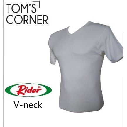 Kaos Oblong Pria Rider Putih  Kaos Dalam Pria  Dalaman  O  V Neck - Putih V Neck S