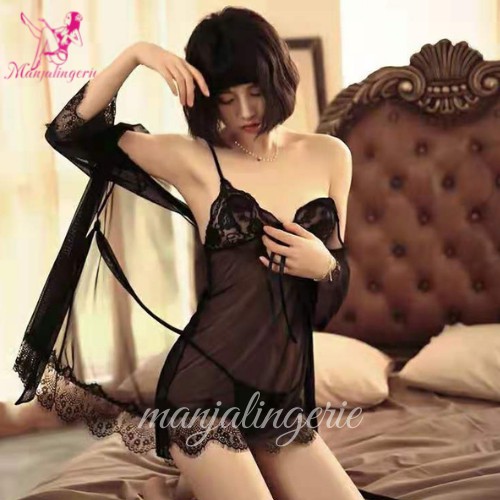 Manjalingerie - ONE SET (DRESS ,CD & KIMONO)LINGERIE / BAJU TIDUR SEXY / SEXY LINGERIE 1SET 1399-5