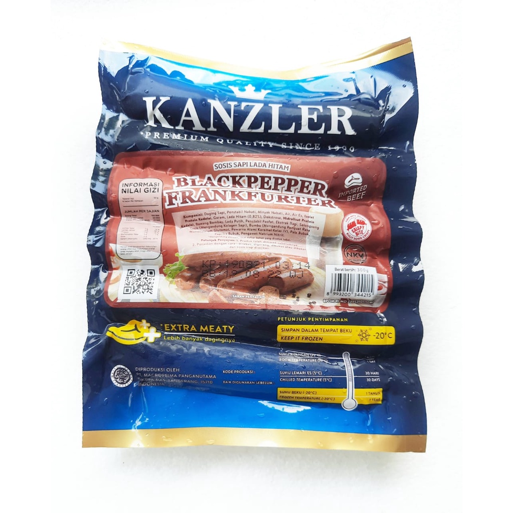 

Kanzler Blackpepper Frankfurter Sosis Sapi Lada Hitam 300 Gram Gr isi 6 pcs