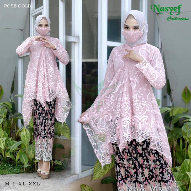 SETELAN KEBAYA MODERN - KEBAYA WISUDA - KEBAYA PESTA - KEBAYA BROKAT - KEBAYA MODERN - KEBAYA AKAD-1 SET ROSEGOLD