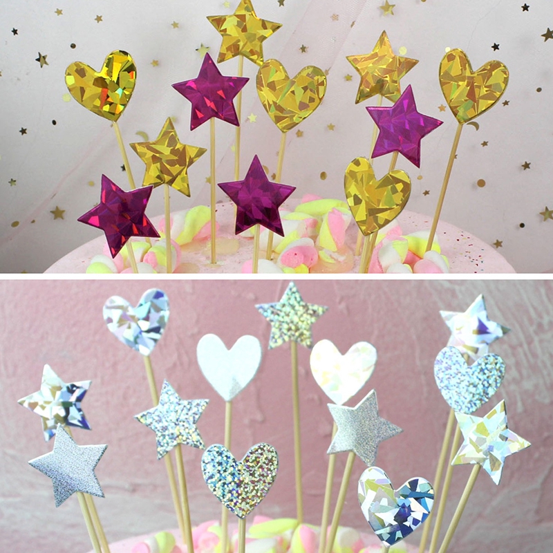 5pcs Topper Kue Bentuk Bintang Untuk Dekorasi Pesta Ulang Tahun