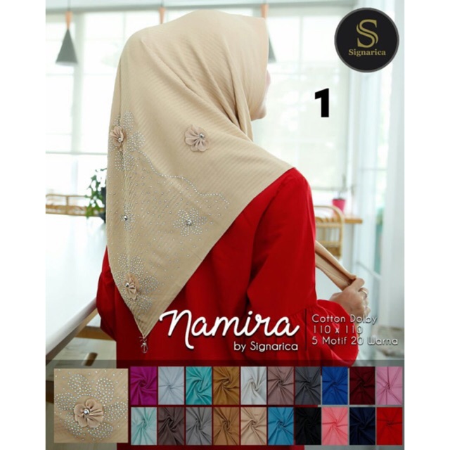 ISI 10 PCS GROSIR Segiempat Namira Signarica Cotton Bordir Payet Diamond PUSAT KULAKAN JILBAB MURAH
