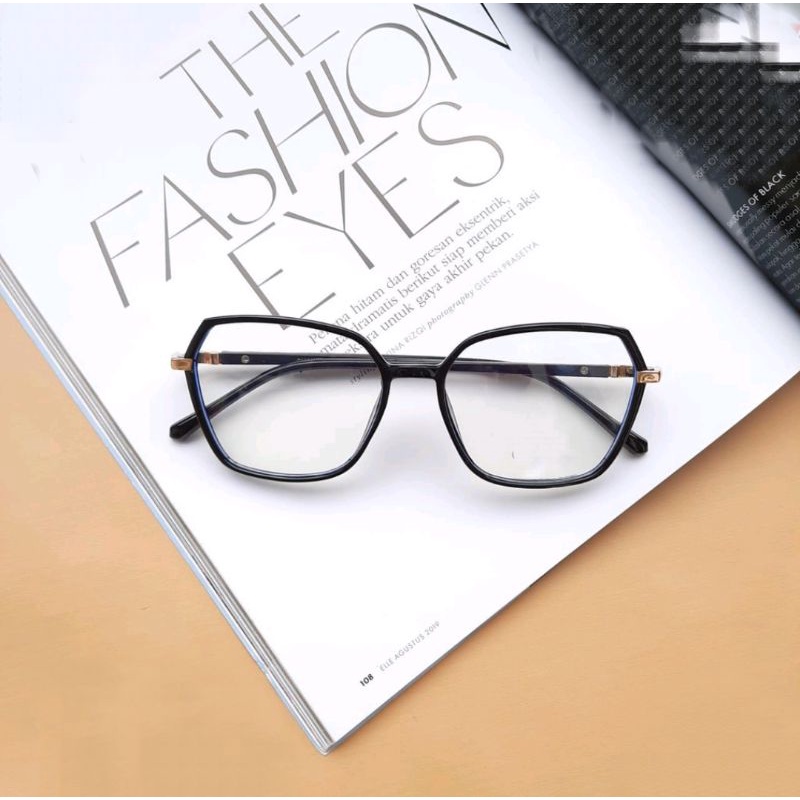 FRAME KACAMATA WANITA KOTAK SEMI CAT EYE HITAM
