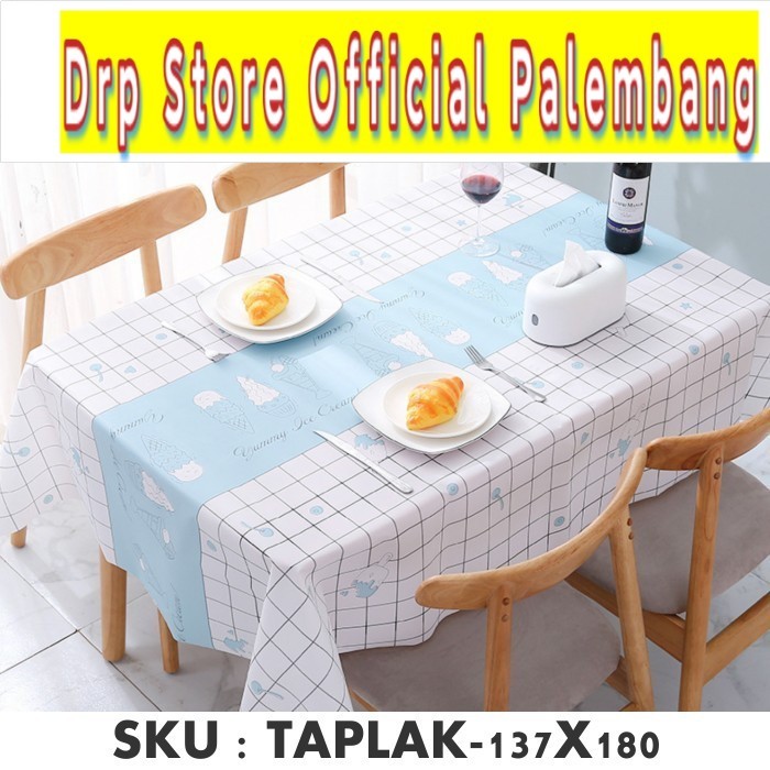 TAPLAK MEJA KOTAK PUTIH WATERPROOF 137X180CM - TAPLAK MEJA PEVA