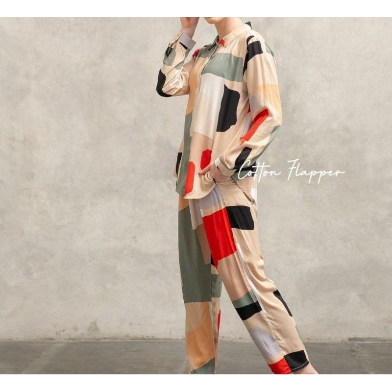 1 set setelan piyama bahan rayon viscose LD 120JUMBO BB 80 90 MUAT