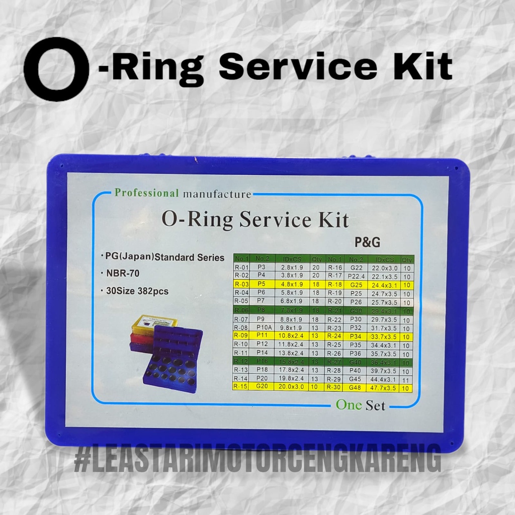 KARET O-RING ORING KIT SET RUBBER PG P&amp;G NBR-70 BIRU 382PCS JAPAN QC