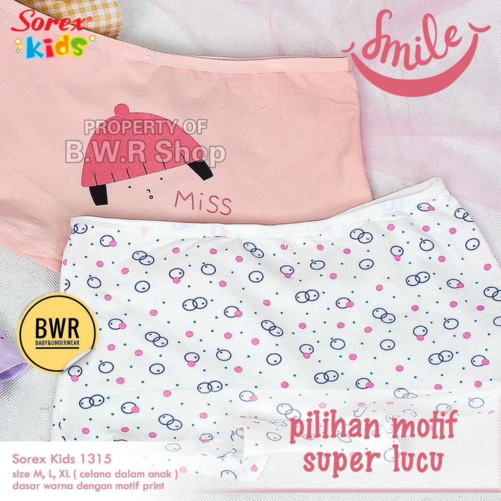 CD Boxer Sorex Kids 1315 / Celana Dalam Anak Perempuan Sorex 1315 Motif Lucu Terbaru | Bwr