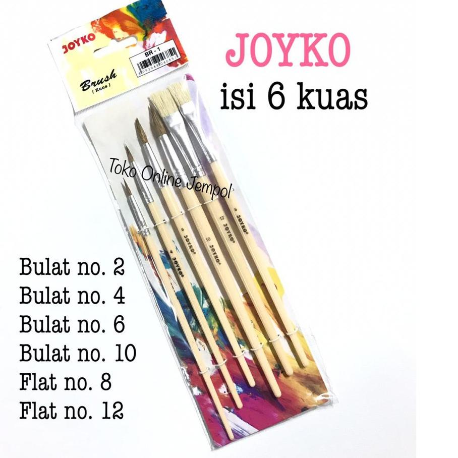 

(QP28W] Best .isi 6 Kuas Set JOYKO BR-1 Brush Cat Acrylic Air Minyak Lukis paint brush ATK1136JY,!!