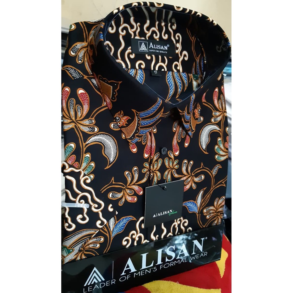 ALISAN Original Kemeja Batik Lengan Pendek - // HITAM // - Hitam- S