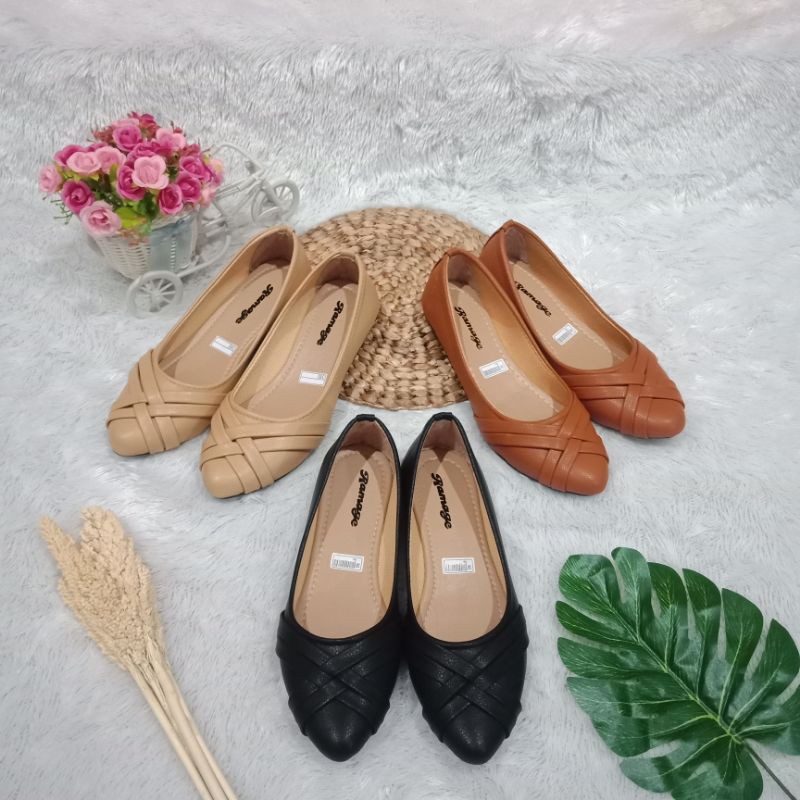 PROMO - SEPATU FLAT SHOES WANITA SOL KARET H08