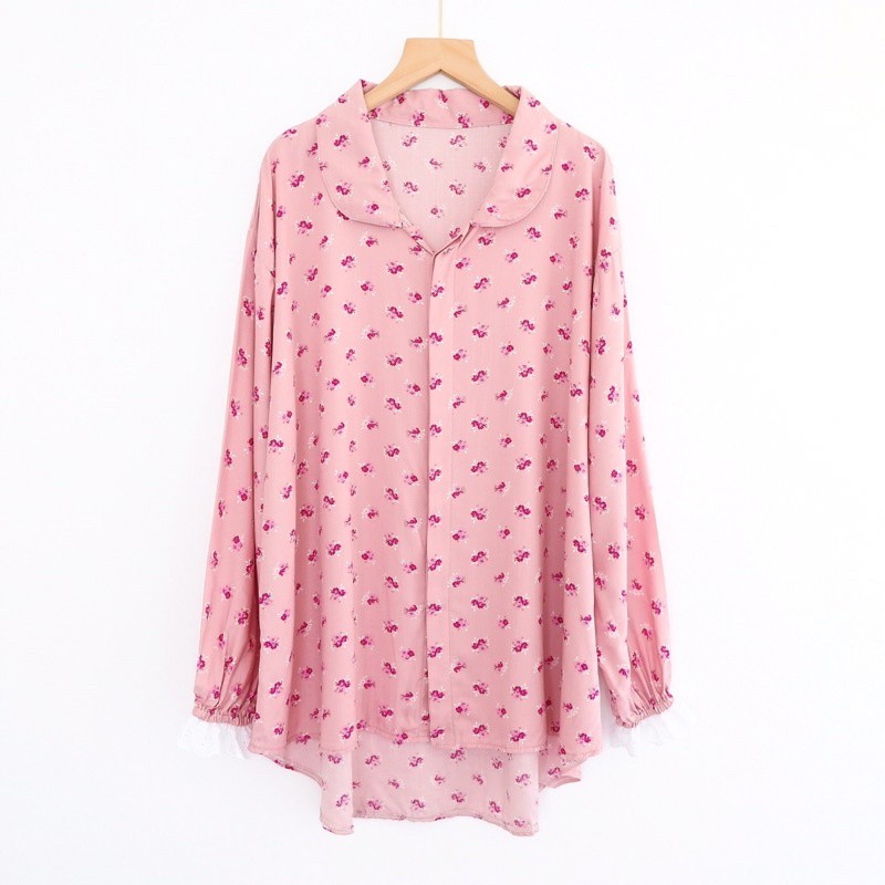 Hansel Shirt - Blus Kemeja Rayon Motif Floral Jumbo