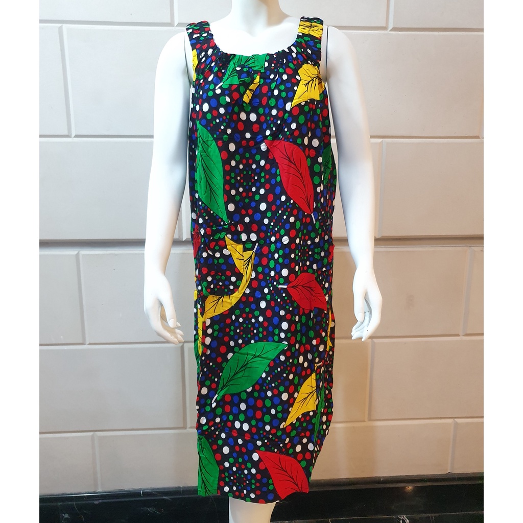 Daster Polkadot Tanpa Lengan Yukensi Karet Adem Dasar Hitam