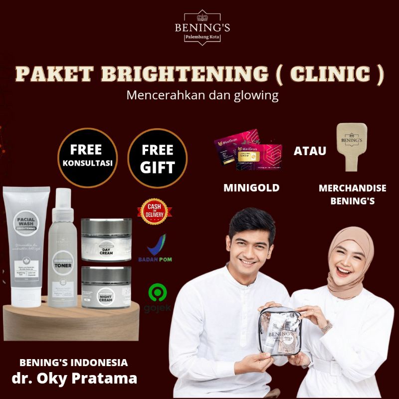 BENINGS SKINCARE by DR.OKY PRATAMA / PAKET BRIGHTENING/FREE MINI GOLD/MARCHANDISE BENING'S-PAKET CLINIC