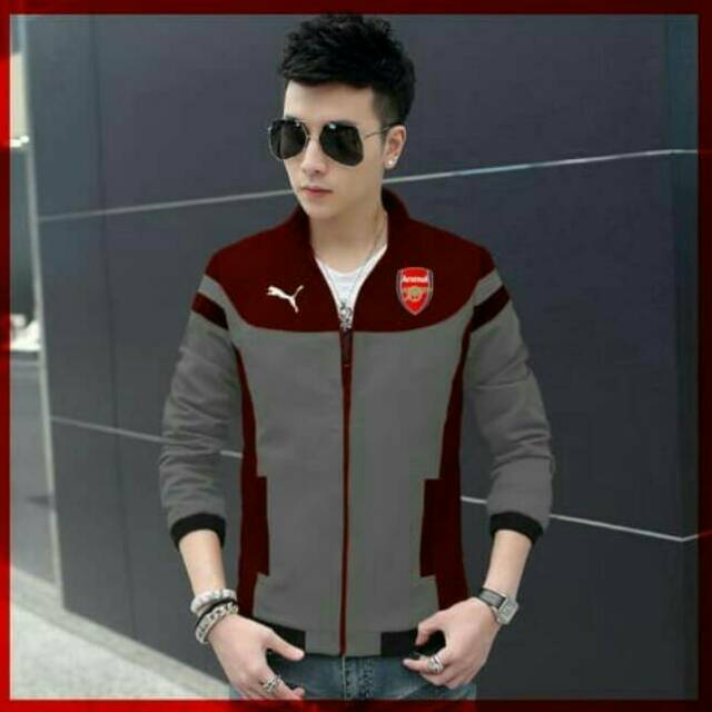 (Jaket Arsenal abu marun CL.) jaket pria arsenal