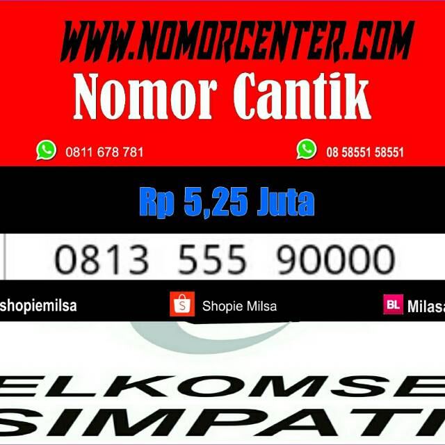 Nomer Cantik Simpati Seri Kuartet 0000_0813 555 90000 super terbaik #NC2 116