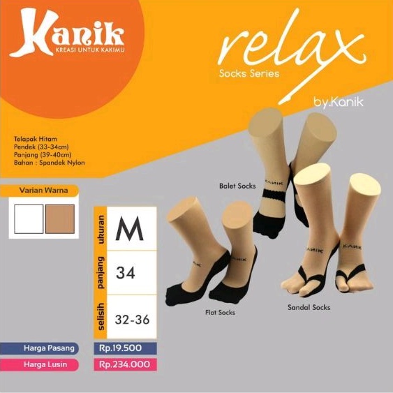 Kaos Kaki Kanik Infinity Relax Series | Kaos Kaki Motif Flat - Balet - Sandal