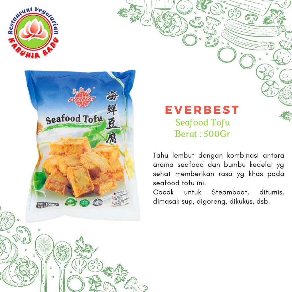 

EVERBEST Seafood Tofu/Tahu Hai Sien Tou Fu Vegetarian 500Gr