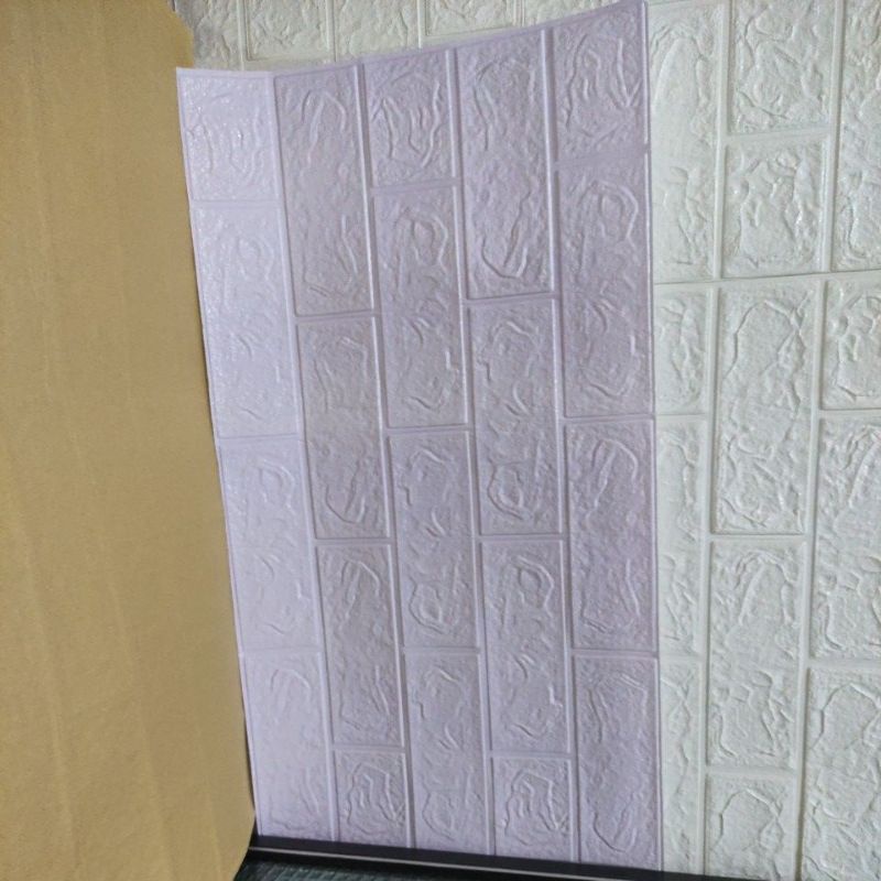 wallpaper dinding stiker dinding foam 3D motif batu bata-Ungu