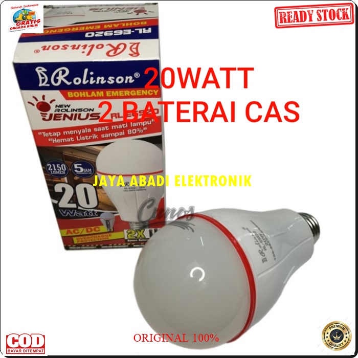 G547 ORIGINAL 20 WATT 2 BATERAI 18650 TAHAN 5 JAM LAMPU EMERGENSI EMERGENCI EMERGENCY LED PUTIH DARU