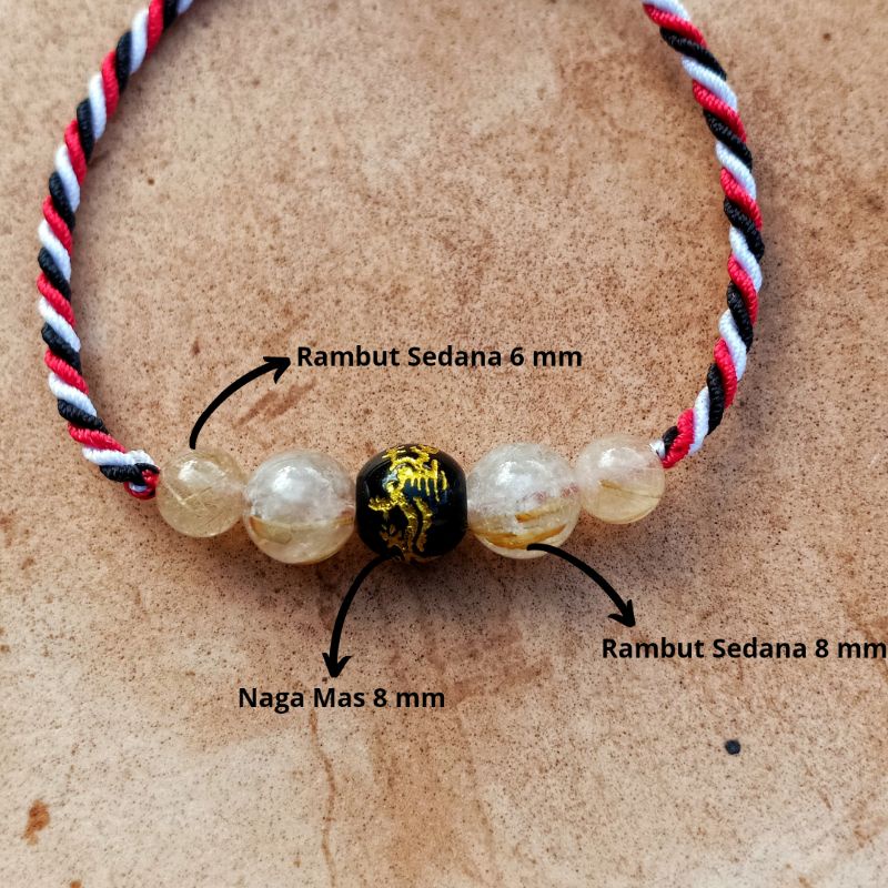 Gelang Tridatu Naga Mas Rambut Sedana Mata 5 / Gelang Tridatu Khas Bali / Gelang Rambut Sedana / Gelang Batu Alam / Gelang Tridatu Custom / Gelang Rambut Sedana Asli / Oleh Oleh Khas Bali Murah / Craftdewata