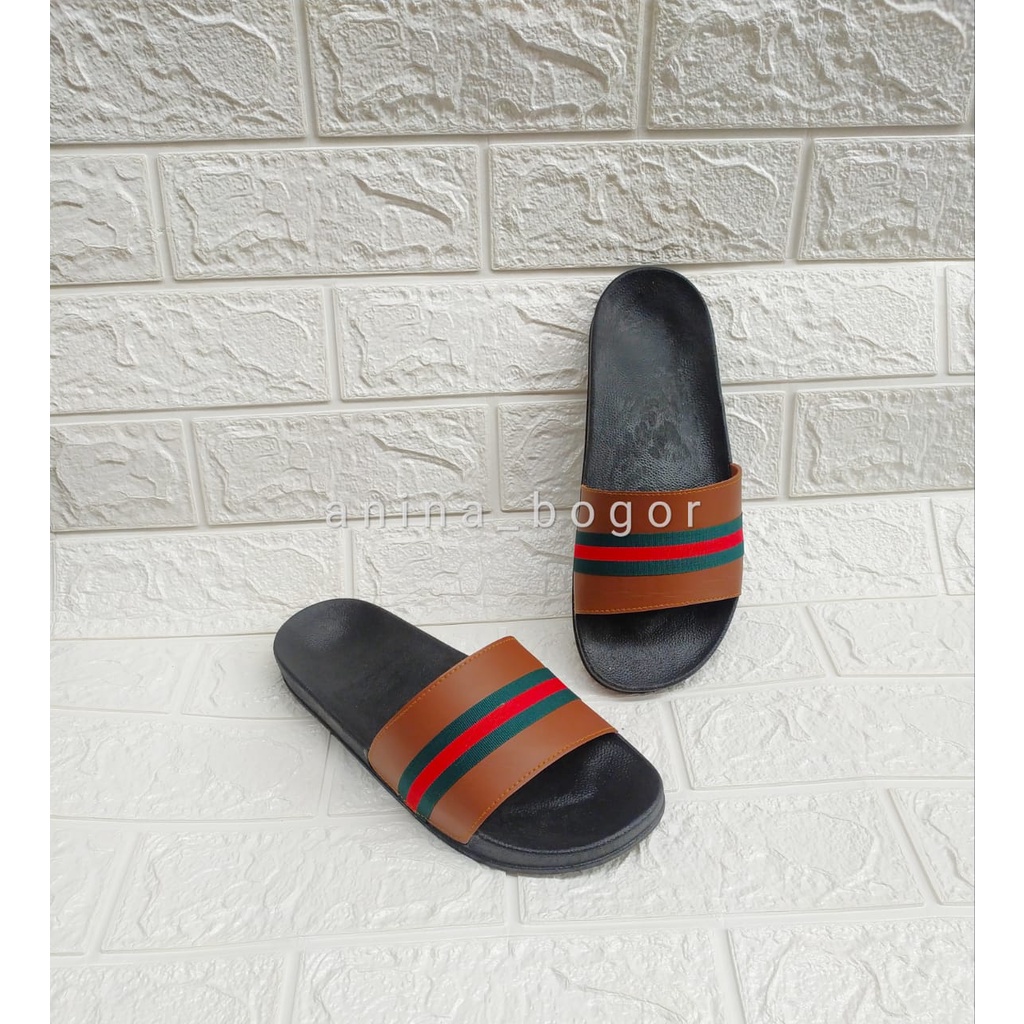 SANDAL SELOP WANITA PLAT WEBING/SENDAL SELOP PRIA/SELOP SANDAL/SendaLs Slide/Sandal Slop Urban Bahan Semi Leather Santai Nyaman Jalan NgemalL HangOut-tan