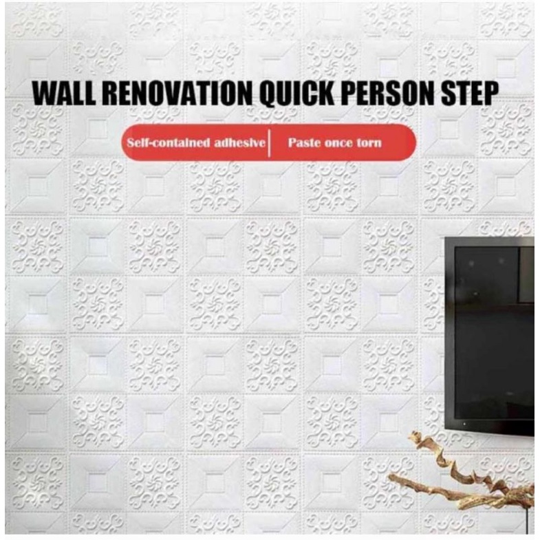 wallpaper plafon dan dinding 3d motif batik minimalis-batik Putih