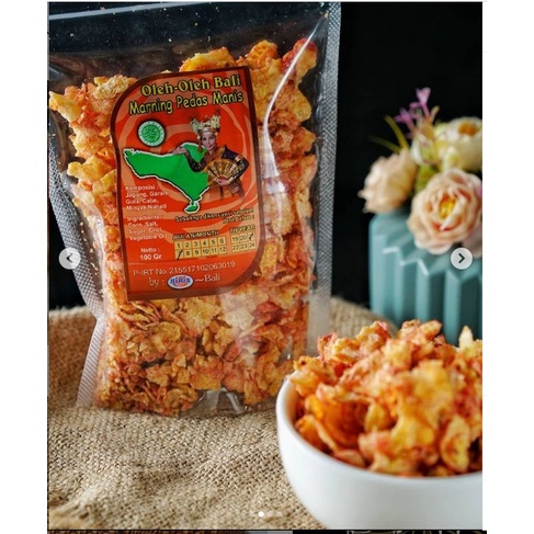 MARNING JAGUNG PEDAS MANIS, BAWANG, KEJU ENAKKK CAP RIRIS ASLI BALI 100GR