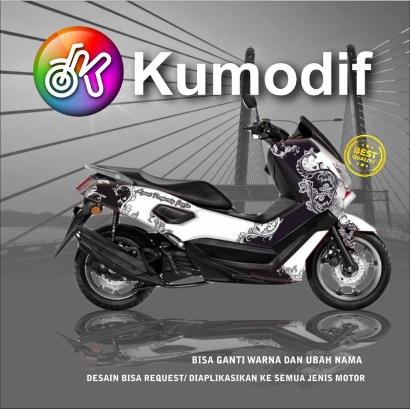Sticker Decal NMAX motif simple Flower Putih full body